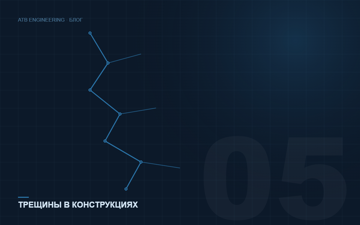 Трещины в стенах и перекрытиях: когда это опасно, а когда нет — обложка статьи блога ATB & PM Engineering